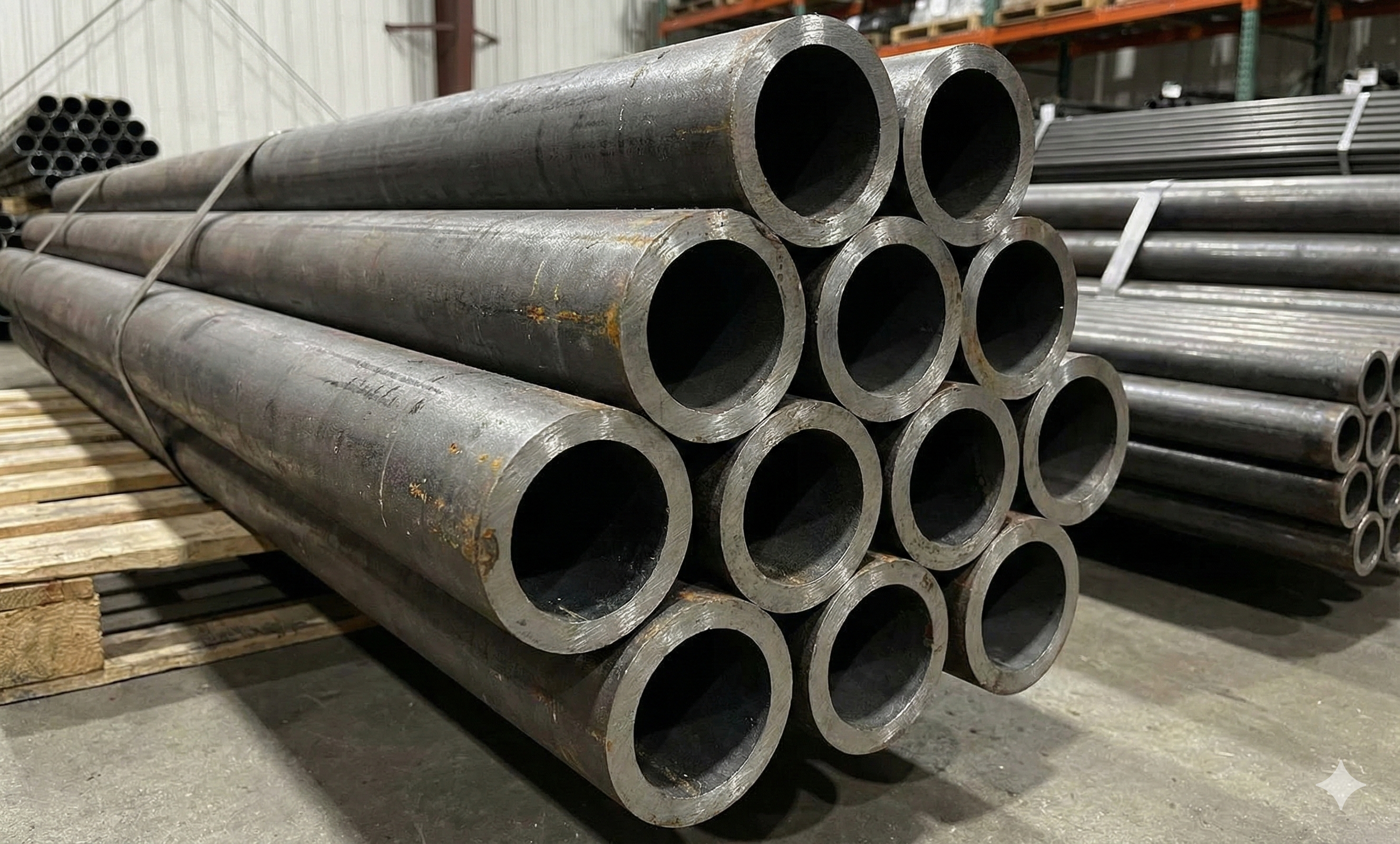 Tubería de grado industrial apilada